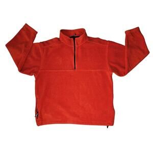 Vntg. Eddie Bauer EBTEK Fleece Jacket USA Made Burnt Orange Sz L 3/4 Zip, 61642